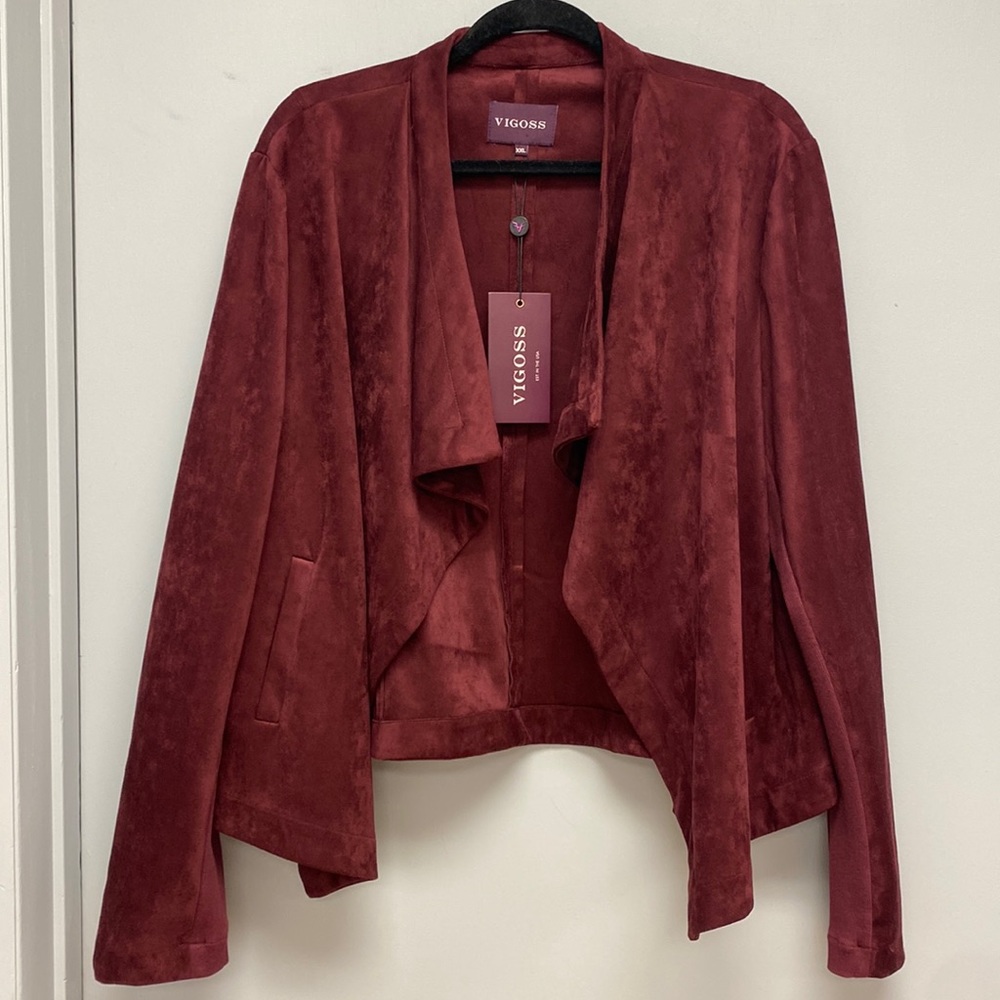 Vigoss Faux Suede Open Front Jacket